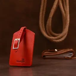 Вінтажна шкіряна бірка на валізу Shvigel 16556 червона - мініатюра 5