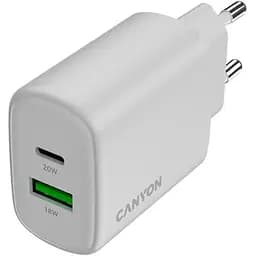 Зарядное устройство Canyon OnCharge 200 20W 1xPD 1xQC EU White (CNE-CHA200-21)