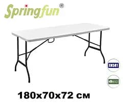 Стіл складний SpringFun 180x74x72 садовий, туристичний, для кемпінгу пластик, колір білий - мініатюра 2
