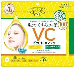 Японська тканинна маска KOSE Clear Turn Vita CICA Mask з центелою, 40 шт