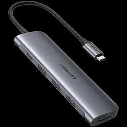 Розгалужувач - хаб Ugreen CM195 Usb-C to 2 Ports Usb3.0-A Hub + HDMI + TF / SD (UGR-70411) сірий - мініатюра 3