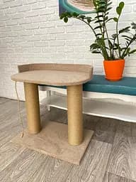 Кігтеточка з великою лежанкою для котів висота 61 см Бежевий