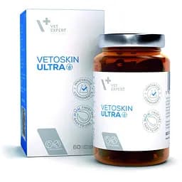 Vet Expert VetoSkin Ultra Харчова добавка для комплексної підтримки та регенерації шкіри та шерсті у котів і собак, 60 капс.