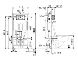 Інсталяція Cersanit Tech Line Opti з кнопкою Opti A2 + унітаз Carina CleanOn з сидінням Slim 30412 - мініатюра 3
