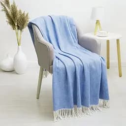 Плед бавовняний Vladi Валенсія Паркет 200х220 біло-яскраво.блакитний