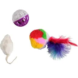 Набір іграшок для котів Fox миша, хутряна куля та сітчастий м'яч 