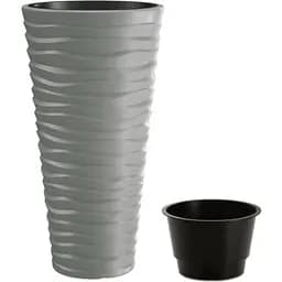 Горщик для квiтiв Prosperplast Sand високий, з вкладишем 2 в 1, 350 мм, сірий (79620-405)