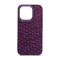 Кожаный чехол для Apple iPhone 14 Pro, Harder Virgin Mermaid, фиолетовый, термополіуретан ТПУ + экокожа с морской чешуйчатой текстурой, панель, защита корпуса, противоударный, микрофибра, рамка вокру камеры, защита всего корпуса, (ARM76826)