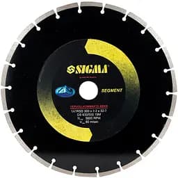 Круг алмазний HQ сегментний Sigma Ø300×32 мм 5600 об/хв (193300z)