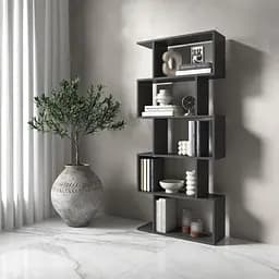 Полиця для книг Vays M-12 Антрацит стелаж на 5 полиць ЛДСП 70x24x163 см для дому вітальні офісу