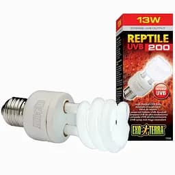 Лампа для террариума Exo Terra Reptile UVB 200, ультрафиолетовая, люминесцентная, для пустынных животных, 13 W, E27