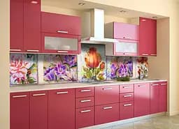 Кухонний фартух Акварельний Картини наклейка Квіти малюнок фарби Фіолетовий 65х250 см Happy Pocket Z180503 - мініатюра 2