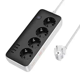 Подовжувач Hoco AC21 Sunlight 4-bit (1C/3A/4xSocket) (1.5m) White - мініатюра 2