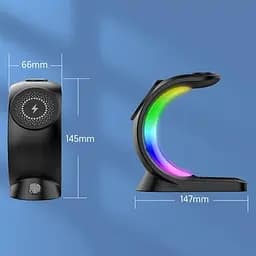 Бездротова док-станція 3-в-1 T17 MagSafe RGB чорний - мініатюра 7