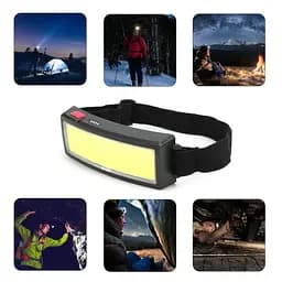 Ліхтар налобний TM-G14 LED COB, чорний, з кріпленням на велосипед, акумуляторний, USB зарядка - мініатюра 8