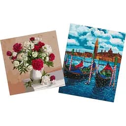Набір для розпису по номерах Ideyka Венеціанське таксі 40х50 см та Квіти натхнення 40х40 см (СKHO1353)
