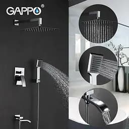 Душова система прихованого монтажу Gappo G7107, вилив - перемикач на лійку, 3-функції, хром - мініатюра 2