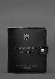 Кожаная обложка-портмоне для удостоверения офицера 11.0 черная Crazy Horse