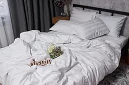 Комплект постільної білизни Moon&Star Satin Premium Royal White сімейний 2х143х210 см наволочки 4х70х70 см - мініатюра 5