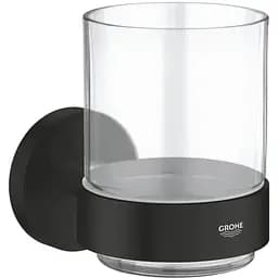 Склянка з тримачем Grohe Essentials скляна 1022562430 чорний матовий