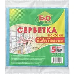 Серветки EKO+ віскозні 30х30 см 5 шт.