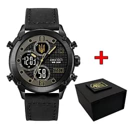 Чоловічий наручний годинник 017 Тризуб золото All Black Awarder acs0031981