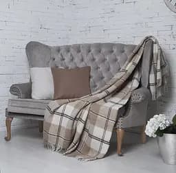 Плед вовняний Vladi Ельф 200х220 світло-бежево-коричневий