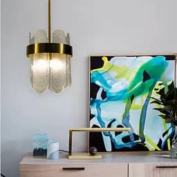 Розкішна скляна золота люстра в скандинавському стилі Line.F AS 129/1 GD WT