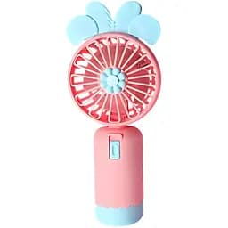 Дитячий портативний USB-вентилятор на акумуляторі з вушками рожевий (JQK21)