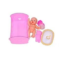 Пупс LE566H-10D ліжечко, ванна, аксесуари, в сітці 8*13*9 см (6990523436827) Білий