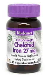 Хелатне залізо Bluebonnet Nutrition Extra-Strength Chelated Iron 27 mg, 90 вегакапсул