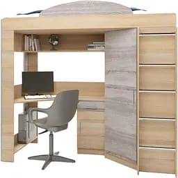 Ліжко-гірка Еверест Горище з шафою та столом 80х190 см сонома + трюфель (EVR-2101)