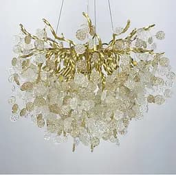 Подвесной светильник в золотистом корпусе с пластинами из комбинированного стекла Line.F Количество ламп 10