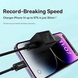 Зарядний пристрій набір із кабелем Baseus GaN5 mini Fast Charger 1C 30 W P10110902113-00 - мініатюра 3