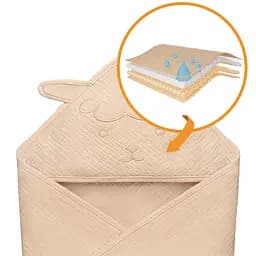 Рушник з капюшоном Lionelo Muslin Hooded Towel Beige Sand 80х80 см - мініатюра 5