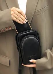 Жіноча шкіряна сумка Sambag Modena для телефону чорна 19 х 11 х 3 см (96093101) - мініатюра 6