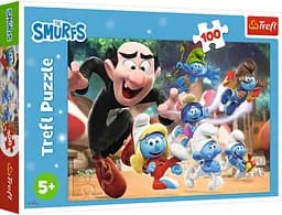 Набір Пазли - (100 елм.) - "Навчання тата Смурфа"/Trefl