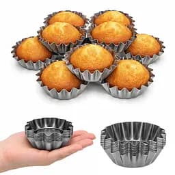 Формочки темные стальные для выпечки корзинок кексов и тарталеток Ø верх 8.5, низ 5, высота 3 см (набор из 10 штук) 88008
