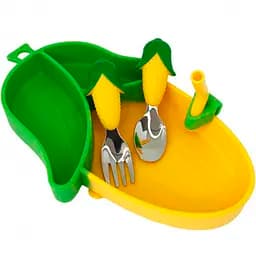 Тарілка силіконова Mega Zayka Кукурудза з приладами MGZ-0124