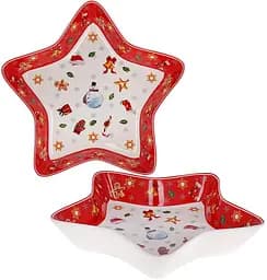 Блюдо в форме звезды "С Рождеством", фарфоровое BonaDi 28 см kuh0007955