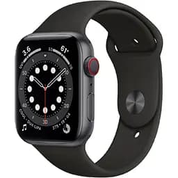 Смарт-годинник Apple Watch Series 6 GPS + Cellular 44mm Space Gray Aluminum Case with Black Sport Band (M07H3) [59338]