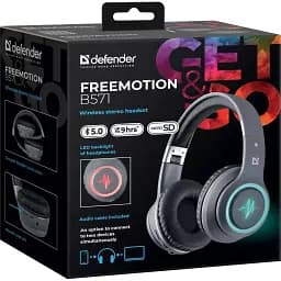 Гарнітура Defender FreeMotion B571 Bluetooth+35 мм LED Gray - мініатюра 5