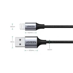 Кабель USB 2.0 Ugreen AM-Lightning M 2 м 2.4A Чорний US199 - мініатюра 2