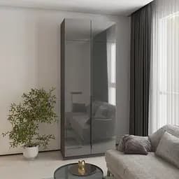 Шафа 2-дверна з антресоллю MebelStar Оскар Gloss BL-B, блок шухляд+полиці 100x52x260 см Антрацит/Антрацит (MBS-5411)