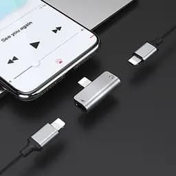 Перехідник Hoco LS24 Lightning to lightning audio/lightning Сталевий - мініатюра 5