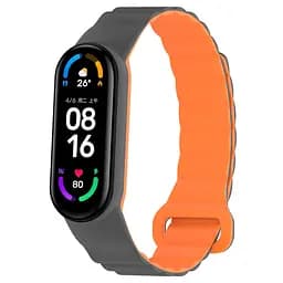 Ремінець Dual-color Magnetic для Xiaomi Mi Band 7/6/5/4/3 Gray / Orange