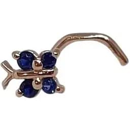 Золота сережка-пірсинг Dear в ніс Dear з фіанітами. 1041.11 Синій