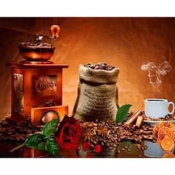 Картини за номерами Алмазна мозаїка на підрамнику, з принт. рамою "Натюрморт з кавою" 40*50 см (GA73231)