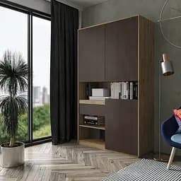 Шафа для речей з відкритими полицями та висувною скринькою BLUM FHRS-1 Дуб Аппалачі/Венге Темний