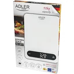 Ваги кухонні Adler AD 3177 white black електронні/ 10кг/ г; мл, унція/ USB type C/ автовимкнення - мініатюра 6
